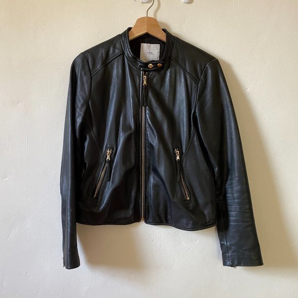 Genuine Black Leather Jacket by Mango - Picture 2 of 3